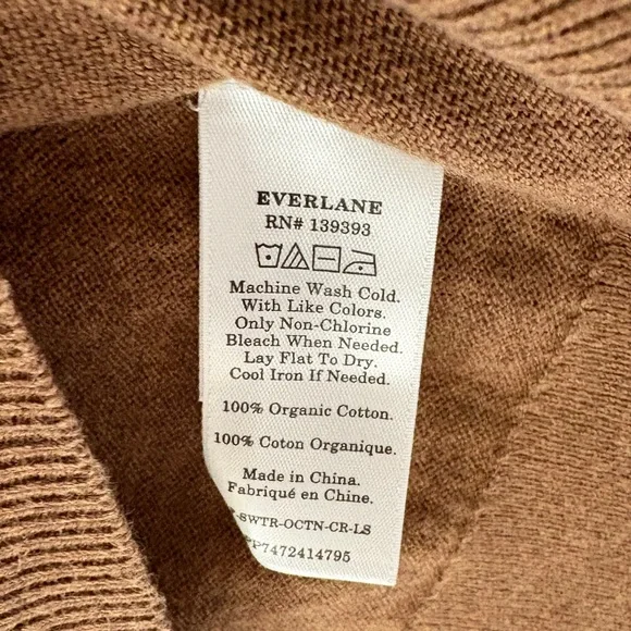 Everlane 🤎 100% Organic Cotton Classic Crewneck Sweater, Brown, Size Small - Picture 4 of 4